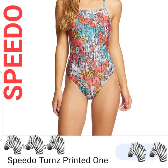 SPEEDO ZEBRA PRINT TURNZ 1 PIECE SWIMSUIT 14 - Picture 1 of 7